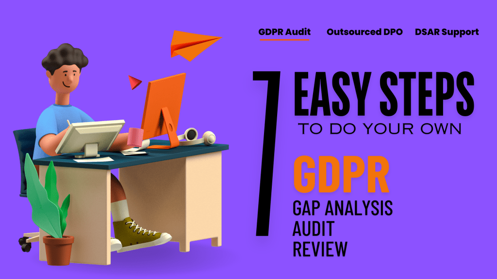 Business professionals conducting a GDPR compliance audit with data charts and documents on a screen"