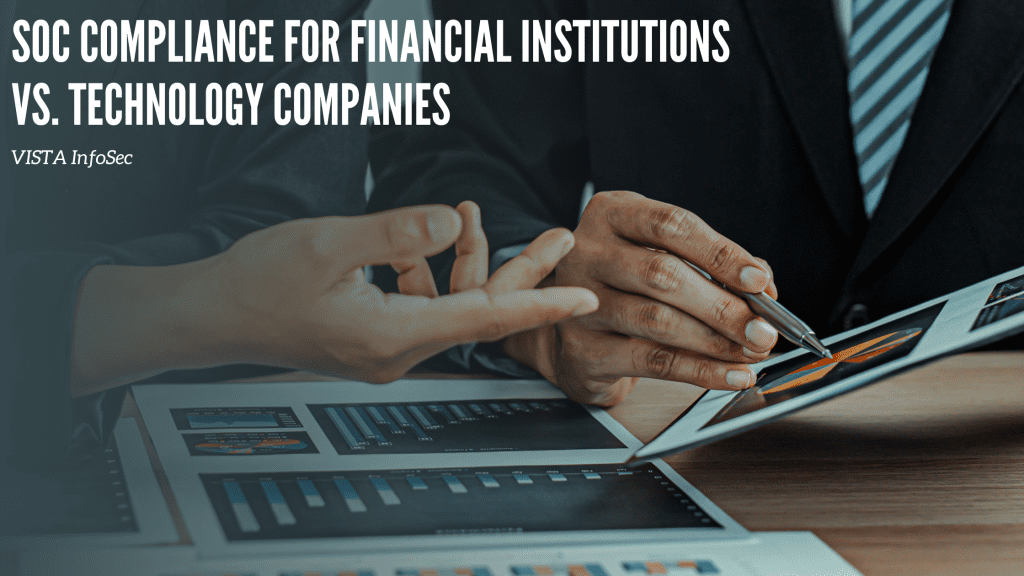 Illustration of SOC 1, SOC 2, and SOC 3 compliance differences for financial institutions and tech companies, highlighting audits and data security.